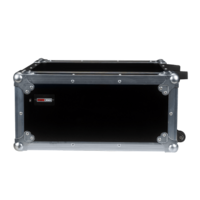 ATA WOOD FLIGHT RACK CASE; 4U; 17" DEEP; W/ PULL HANDLE & WHEELS